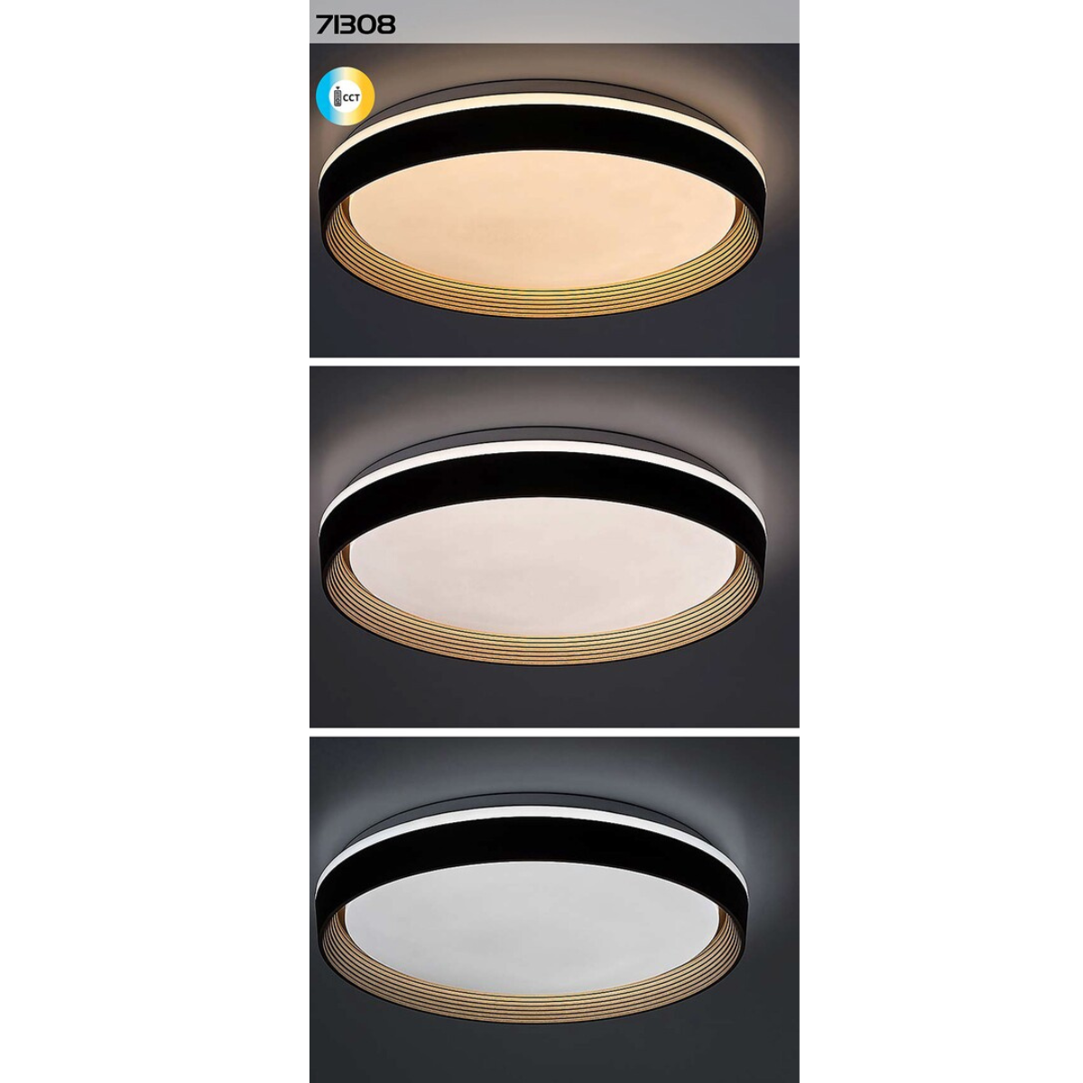 Ladan – модерен LED плафон с дистанционно управление, регулируема светлина, 48W, кафяв/златен