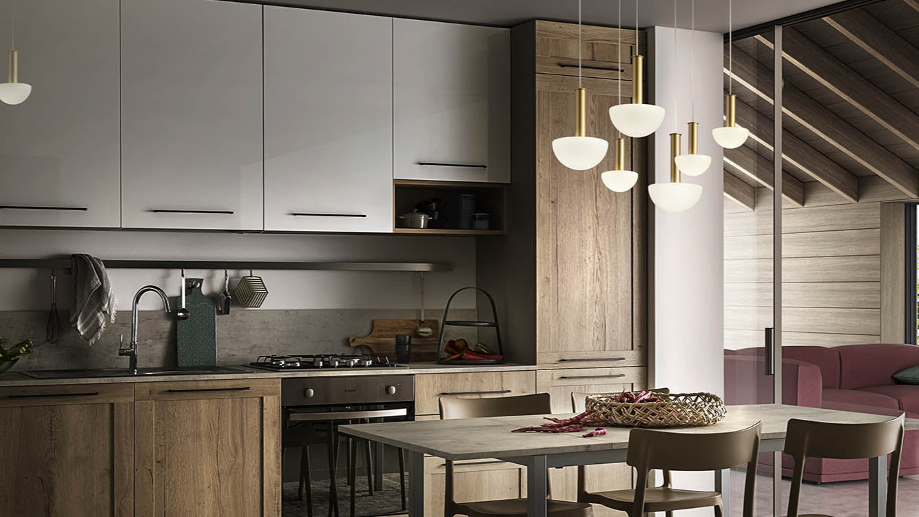 Интериорно осветление - златен полилей Lumien от AVA Lighting