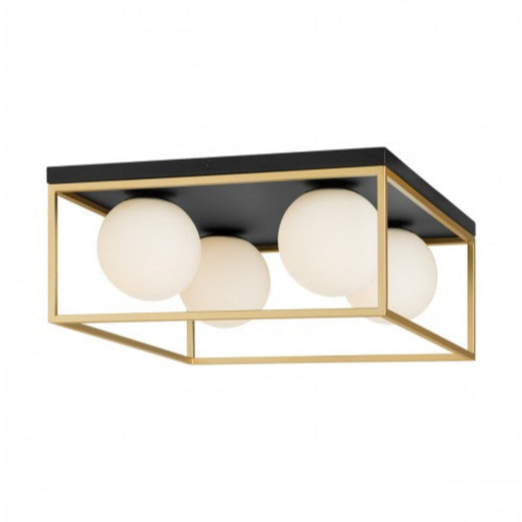 Zodiac ceiling light – matte black and brass, 4 lights, modern style