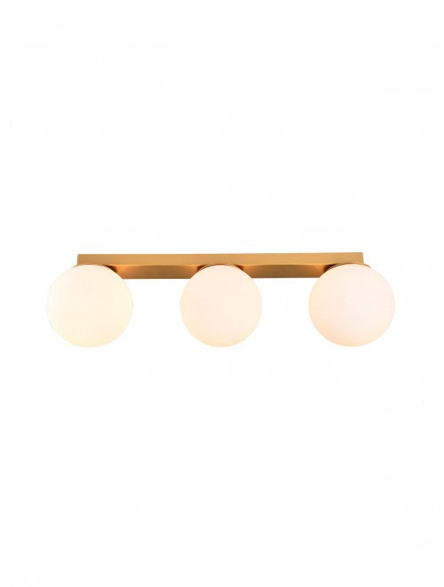 Bowling – Golden lamp with 3 white spheres for wall or ceiling | AVA Lighting
