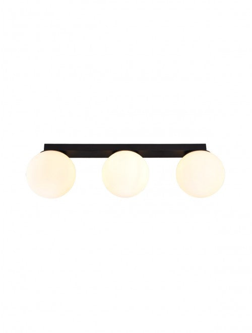 Bowling – Black lamp with 3 white glass spheres for wall or ceiling | AVA Lighting