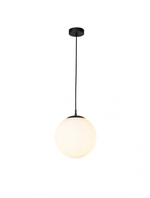 BOWLING pendant lamp black - modern pendant lighting with opal glass