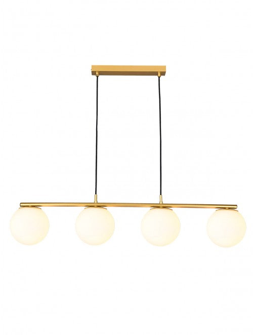 BOWLING pendant lamp gold - hanging lamp with 4 opal spheres