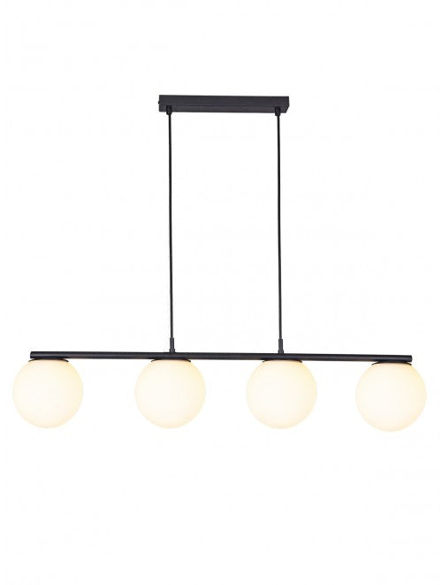 BOWLING pendant lamp – 4 opal spheres, black