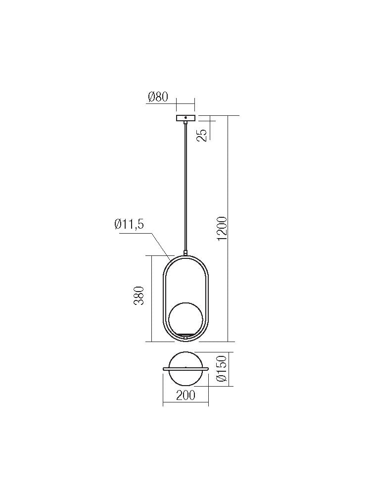 NIVA – Pendant light, satin gold, oval frame, opal glass