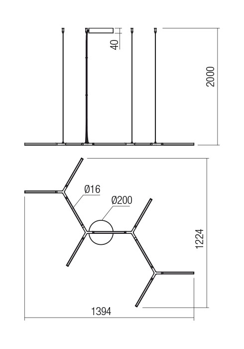 Pendant REDO 01-2797 Stick - Sand Black