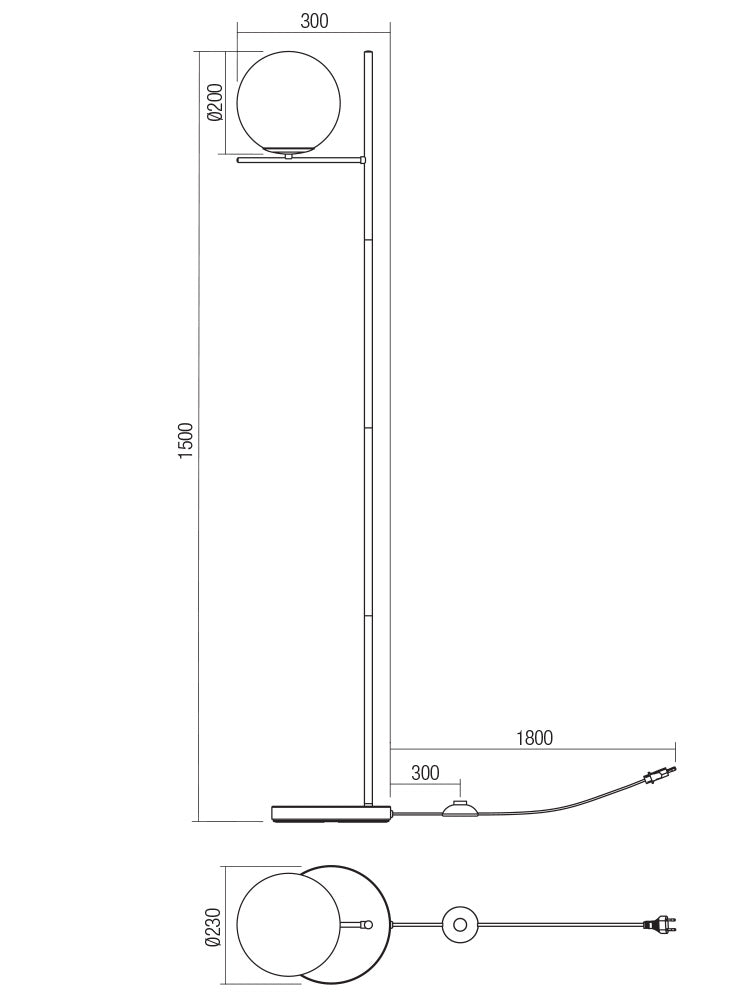 Boldy – Floor lamp with smoked glass and black metal stand | AVA Lighting
