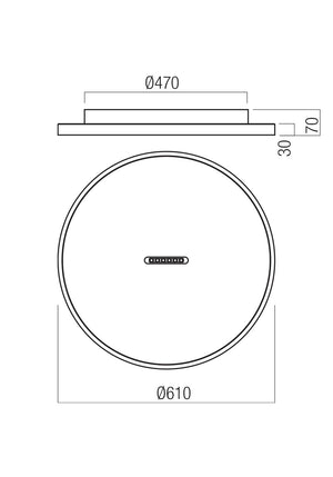 LED плафон "Button" – Ø610mm, 52W, 3000K, матово черен или бял с 3-степенен димер, IP20 - AVA Lighting