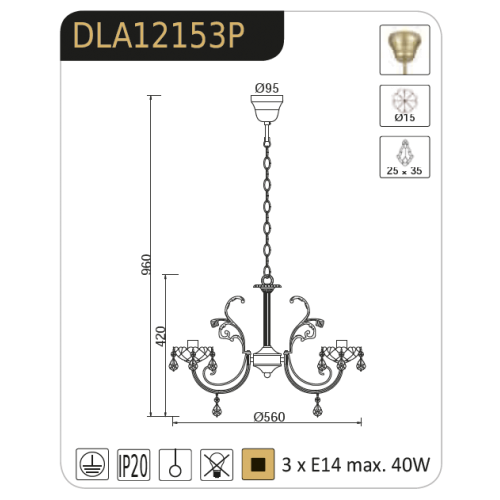 Полилей FABERGE/3 - AVA Lighting