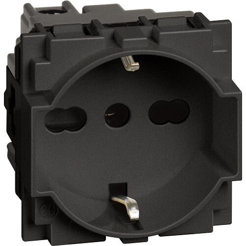 Schuko/Italian standard socket 2P+E 16A 2M Black - bticino Living Now KG4140A16