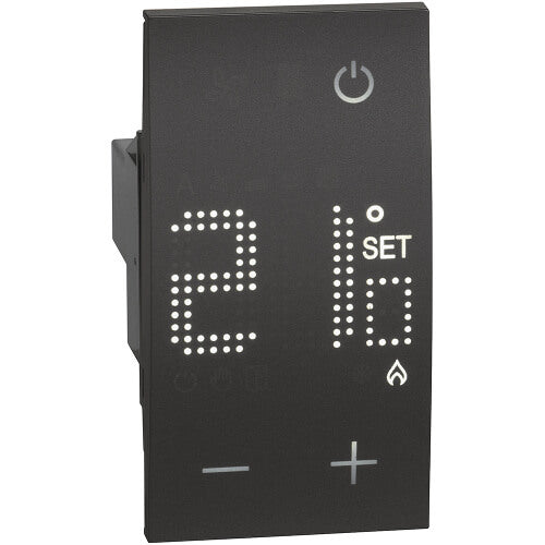 Room thermostat with 1NO contact 230V 5(2)A 2M Black - bticino Living Now KG4441