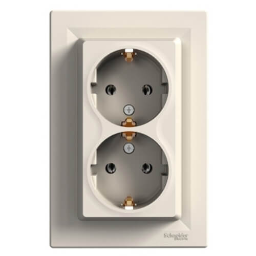 Shuko contact double 2P+E Cream with frame - SCHNEIDER ELECTRIC Asfora EPH9900123