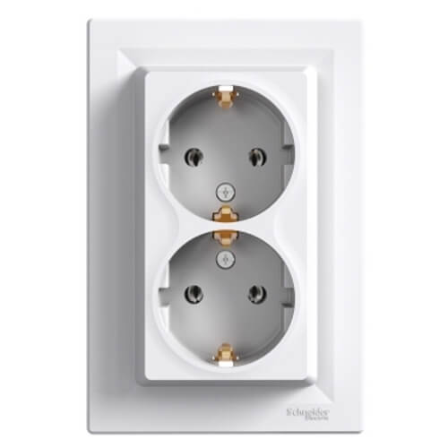 Schuko double socket 2P+E White with frame - SCHNEIDER ELECTRIC Asfora EPH9900121