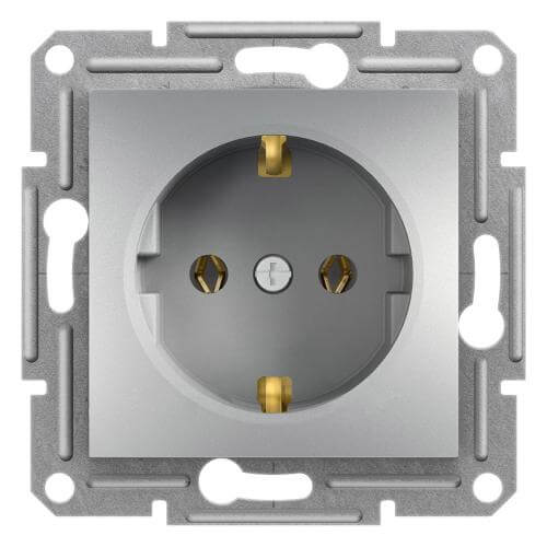 Socket Shuko 16A without frame Aluminum - SCHNEIDER ELECTRIC Asfora EPH2900161