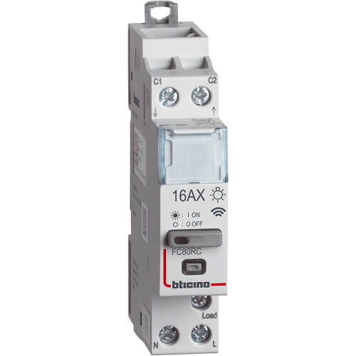 Connected pulse relay for DIN rail mounting 16A, 1M, 1NO - bticino Living Now with Netatmo FC80RC