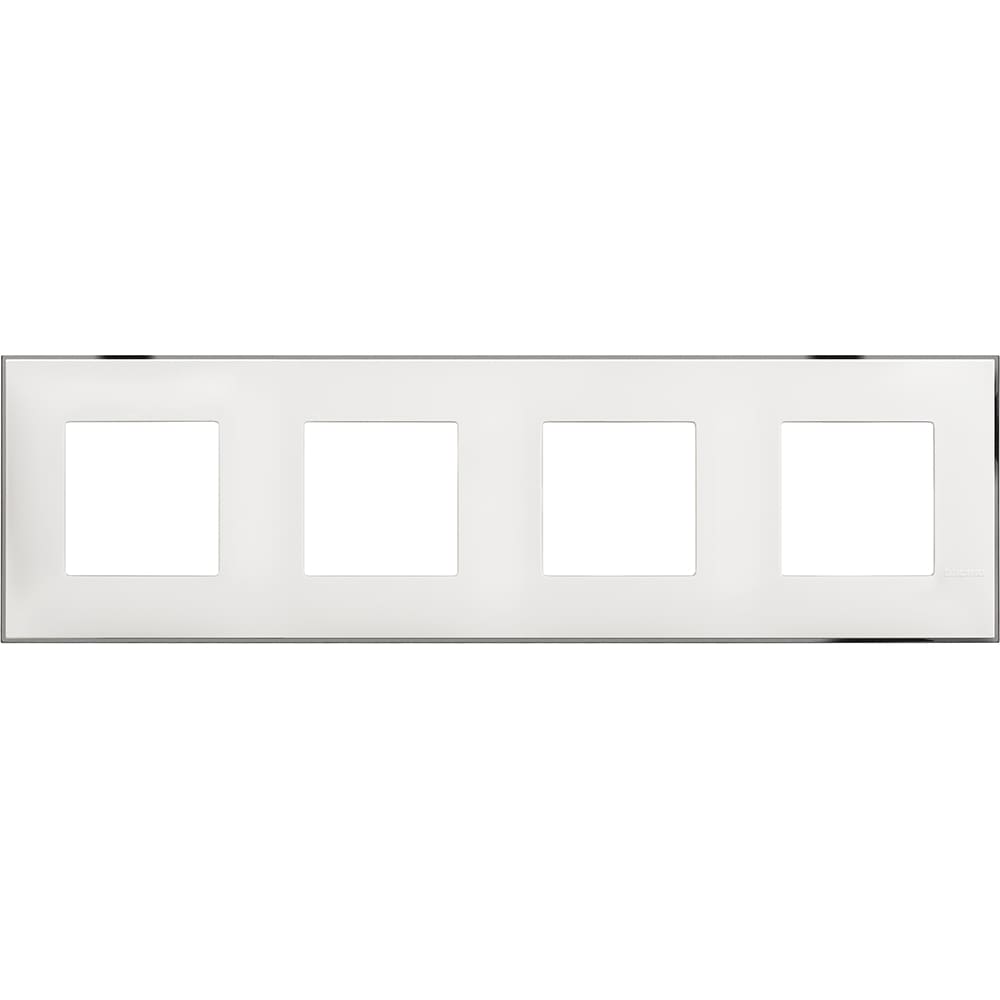 Frame 4x 2M White with chrome /blister/ - bticino Classia R4802M4WR