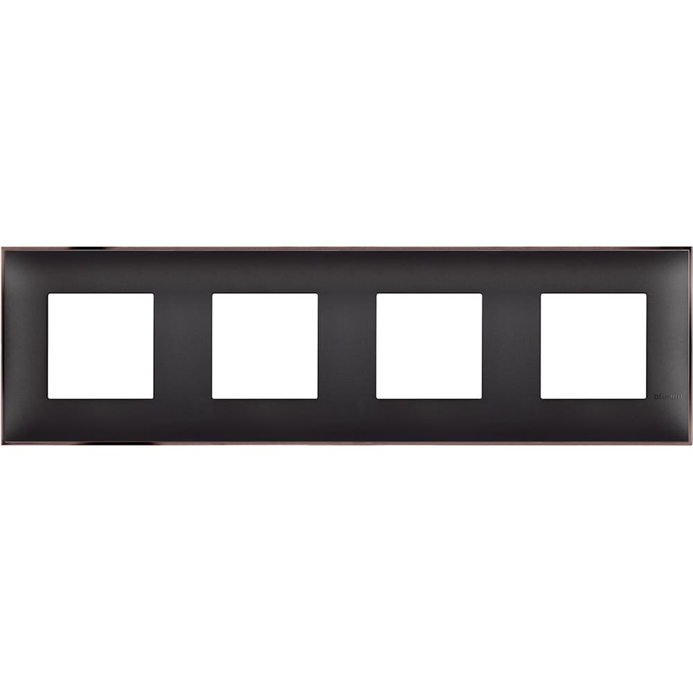 Frame 4x 2M Black with nickel /blister/ - bticino Classia R4802M4BH