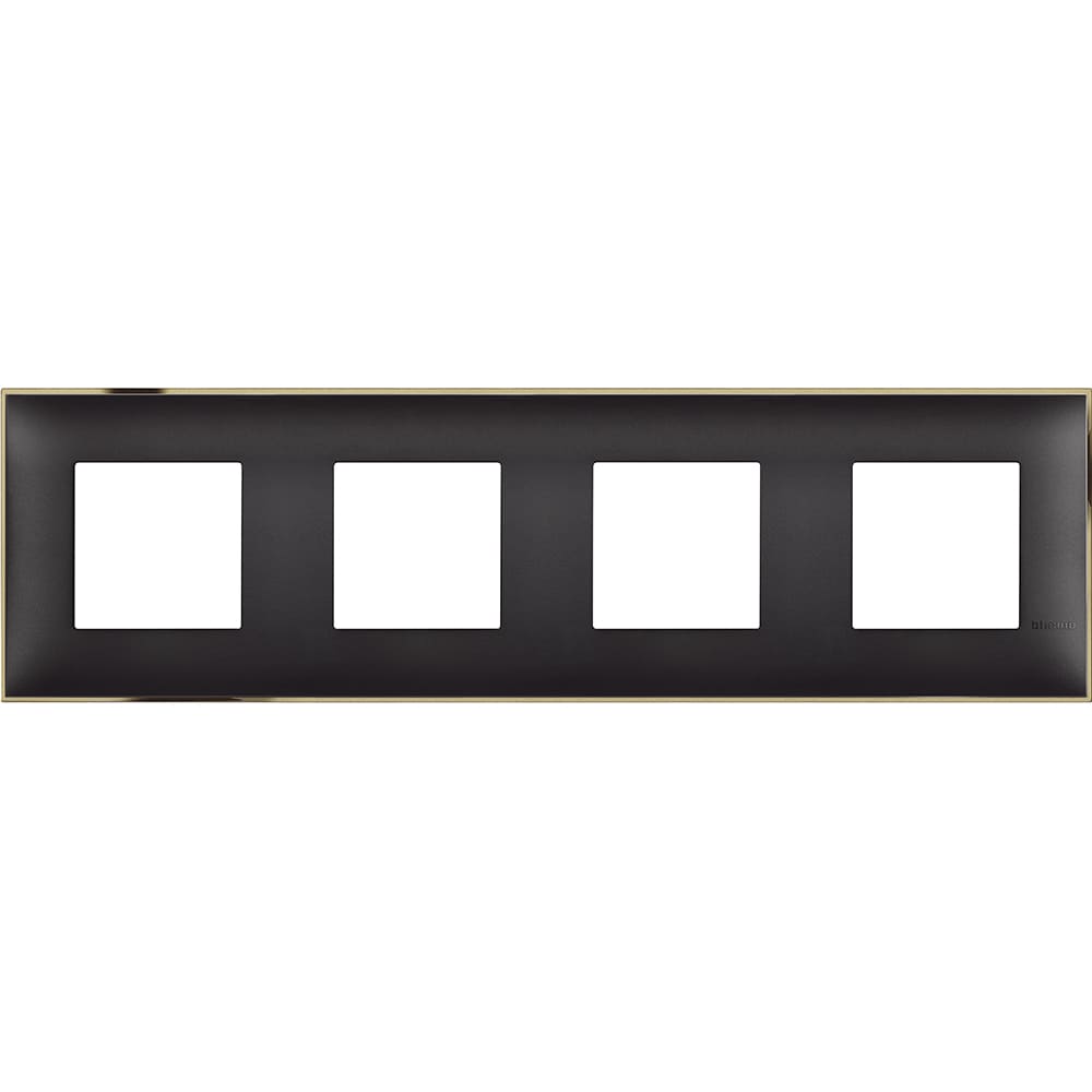 Frame 4x 2M Black with gold /blister/ - bticino Classia R4802M4BD