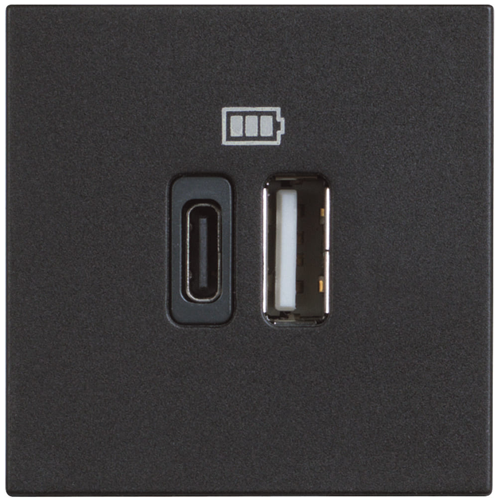 Socket 2XUSB 3000mA 2M Black /blister/ - bticino Classia RG4287C2