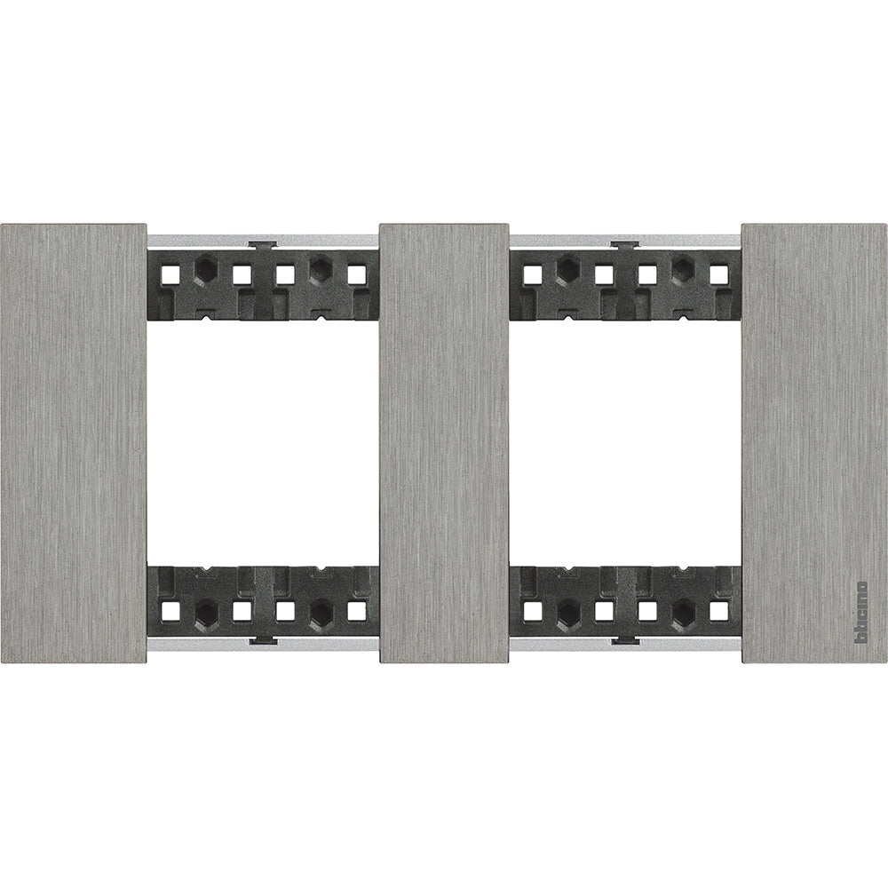 Frame 2x2M Steel German standard - bticino Living Now KA4802M2ZG