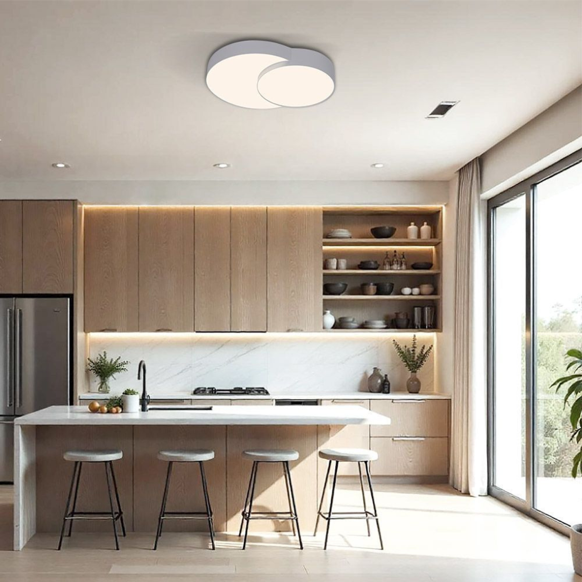 LED – модерен таванен плафон 35W, бял мат, регулируема светлина 3000–6000K