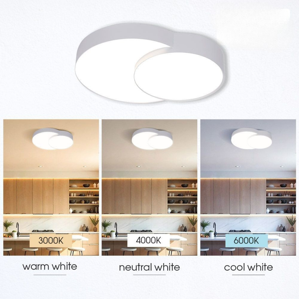 LED – модерен таванен плафон 35W, бял мат, регулируема светлина 3000–6000K