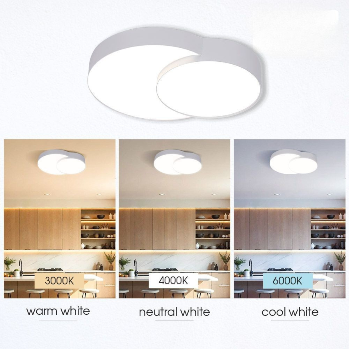 LED – модерен таванен плафон 35W, бял мат, регулируема светлина 3000–6000K