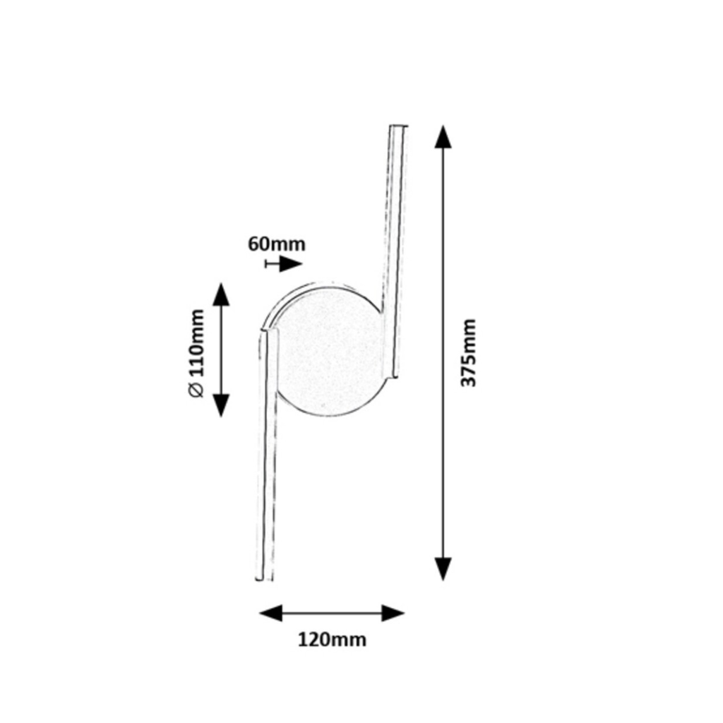 Sabira – модерна LED стенна лампа 8W, черен метал, 4000K естествена светлина