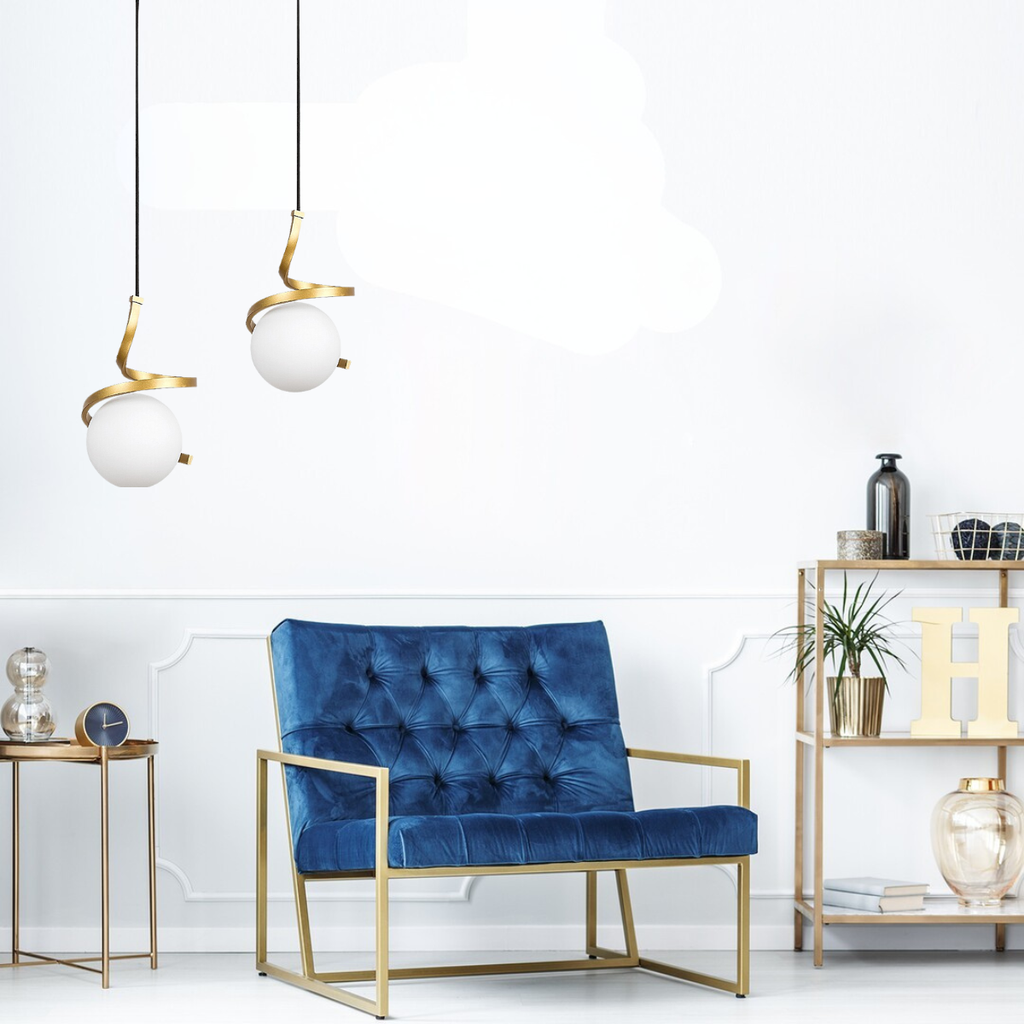 Sarabi – висящ пендел, златен метал и бяло стъкло, E27 1x20W