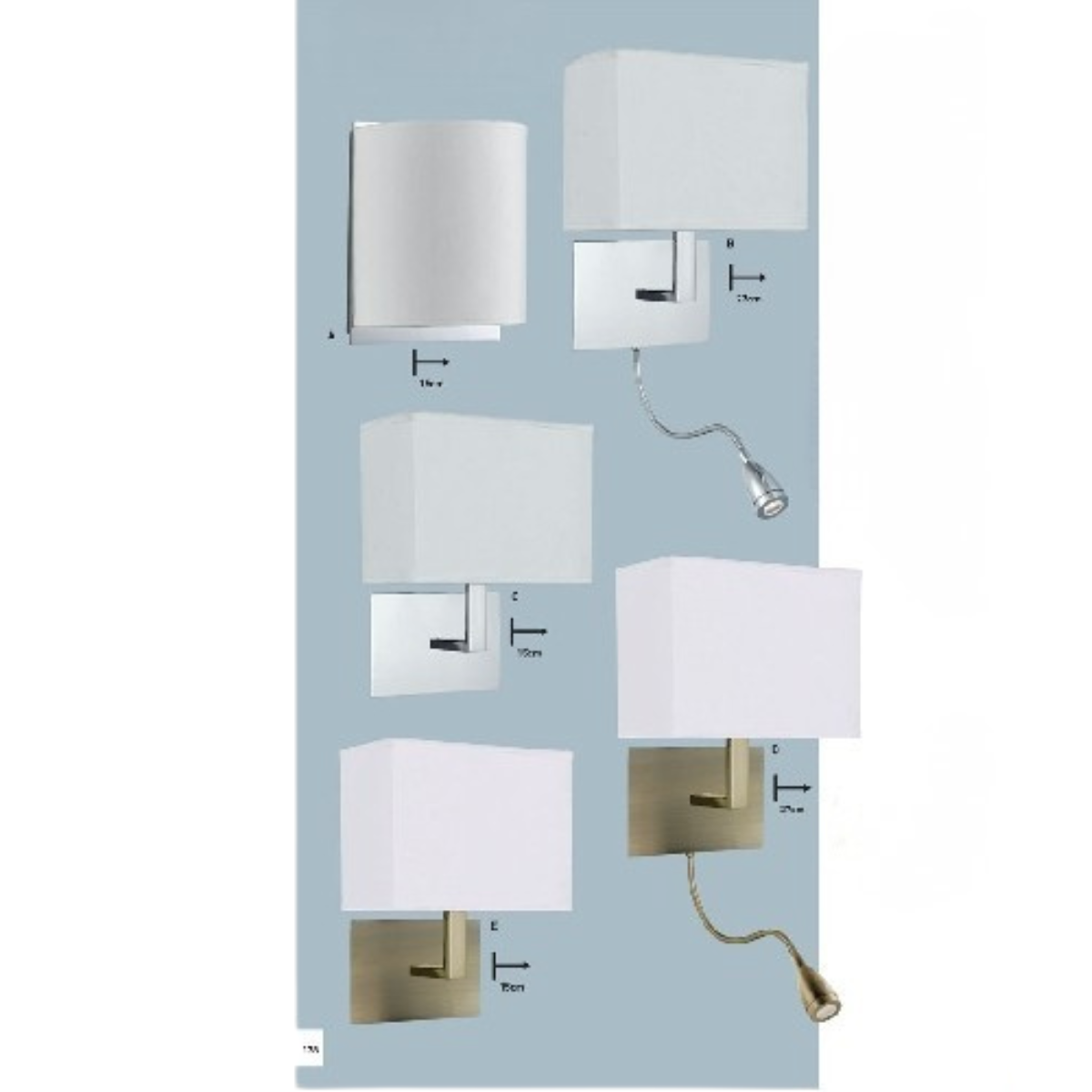 LED аплик 6519SS Wall – хром мат, с текстилна шапка и LED рамо