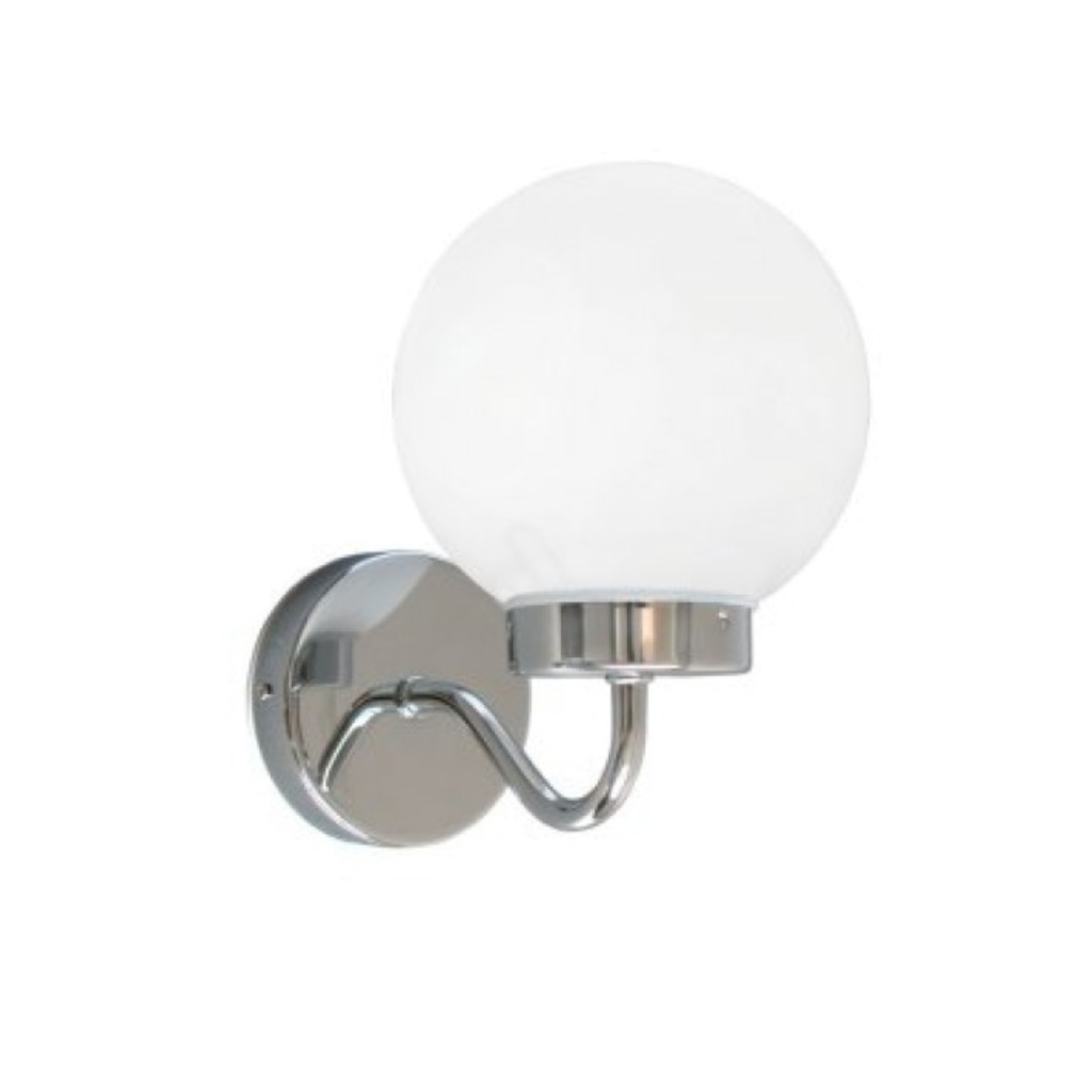 LED аплик за баня TOGO 5827 – хром и бял стъклен влагозащитен аплик | Rabalux