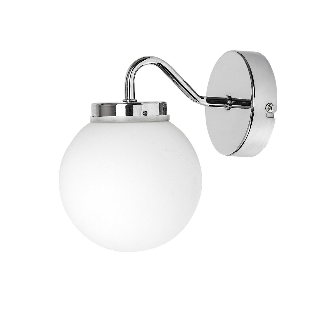 LED аплик за баня TOGO 5827 – хром и бял стъклен влагозащитен аплик | Rabalux