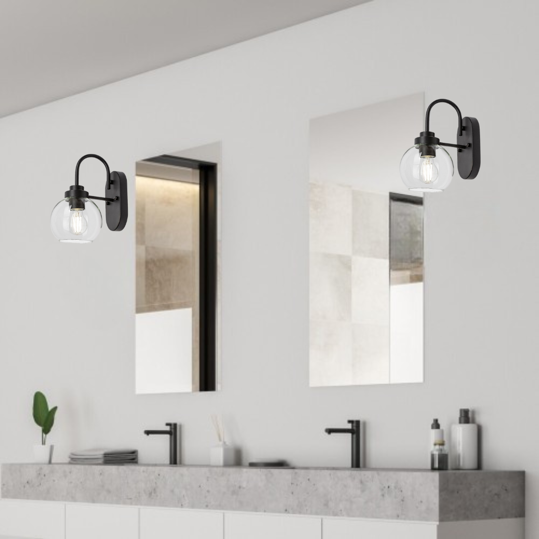 Аплик за баня TIRINA 75005 – черен с прозрачно стъкло IP44