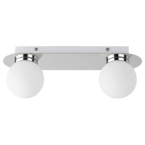 Becca – хромиран стенен аплик за баня с бял стъклен абажур, G9