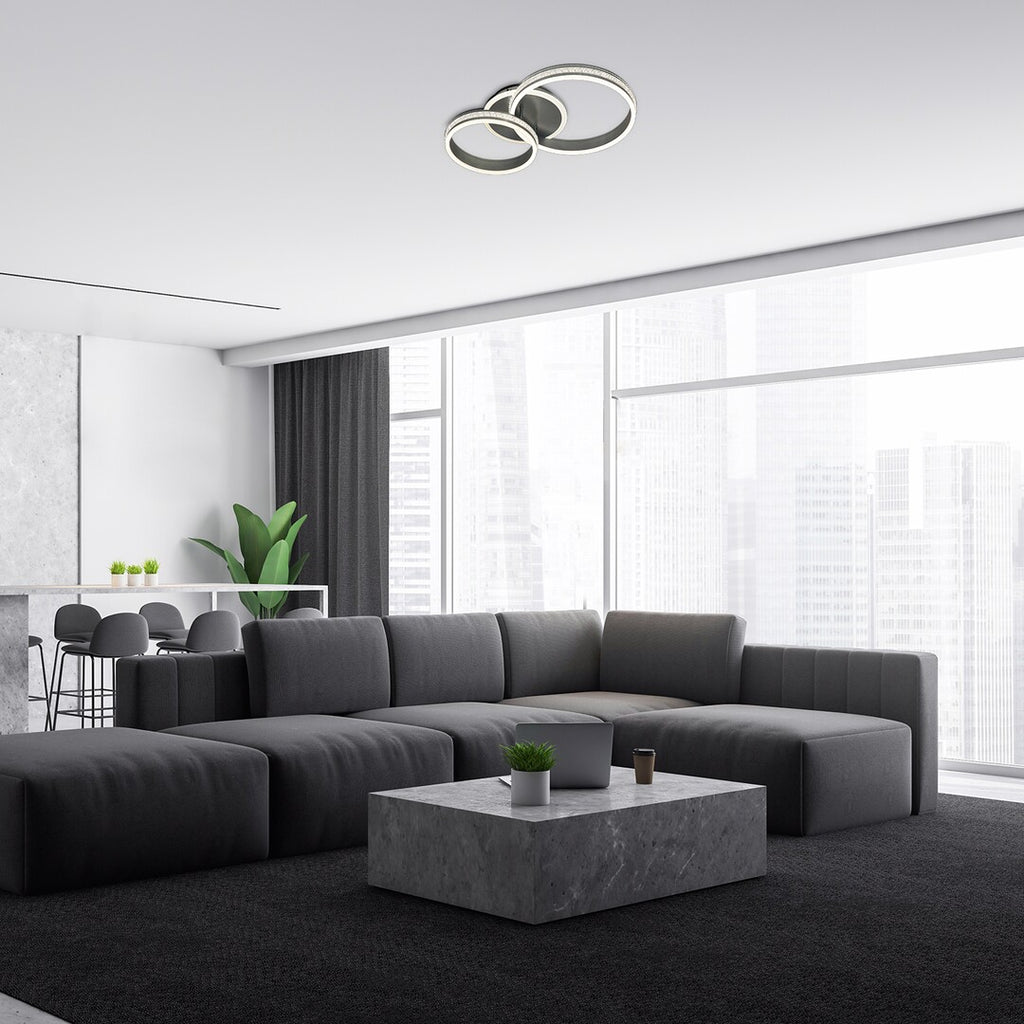 Avalon – ceiling lamp, Ø65 cm, brushed aluminum, minimalist style