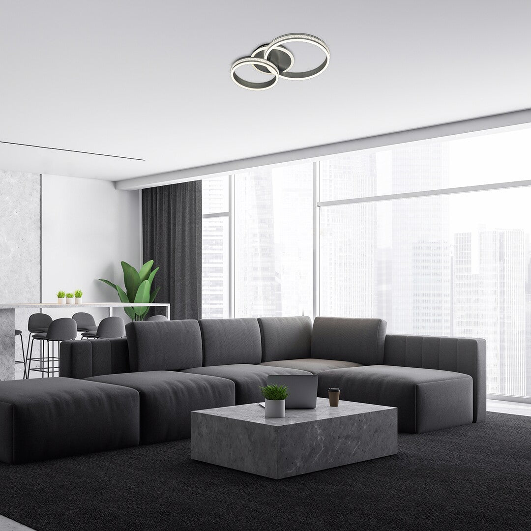Avalon – ceiling lamp, Ø65 cm, brushed aluminum, minimalist style