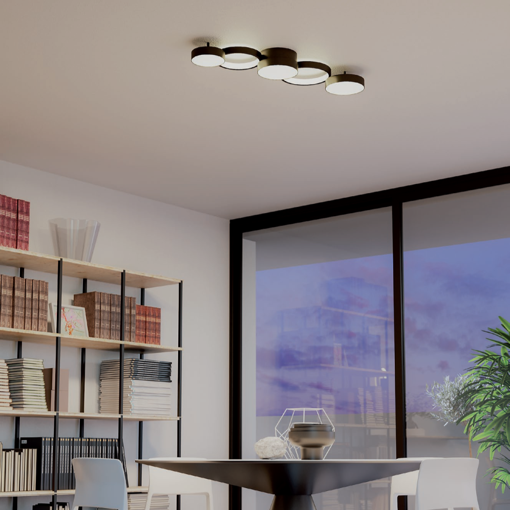 LED Таванно Осветление Cronos с 5 Дифузера, 65W, REDO, Димируемо, Модерен Дизайн