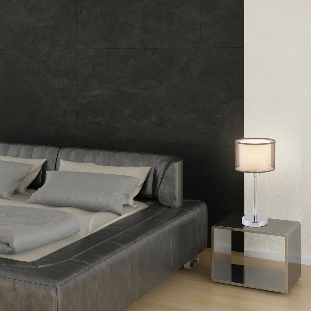 Anastasia RABALUX night lamp – 1xE27, chrome and brown textile, classic style