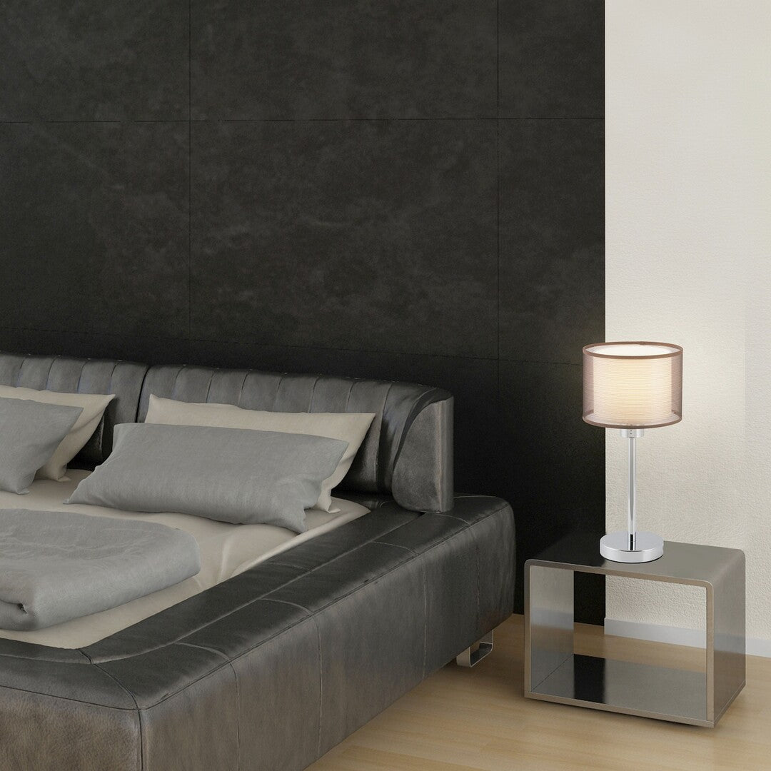 Anastasia RABALUX night lamp – 1xE27, chrome and brown textile, classic style