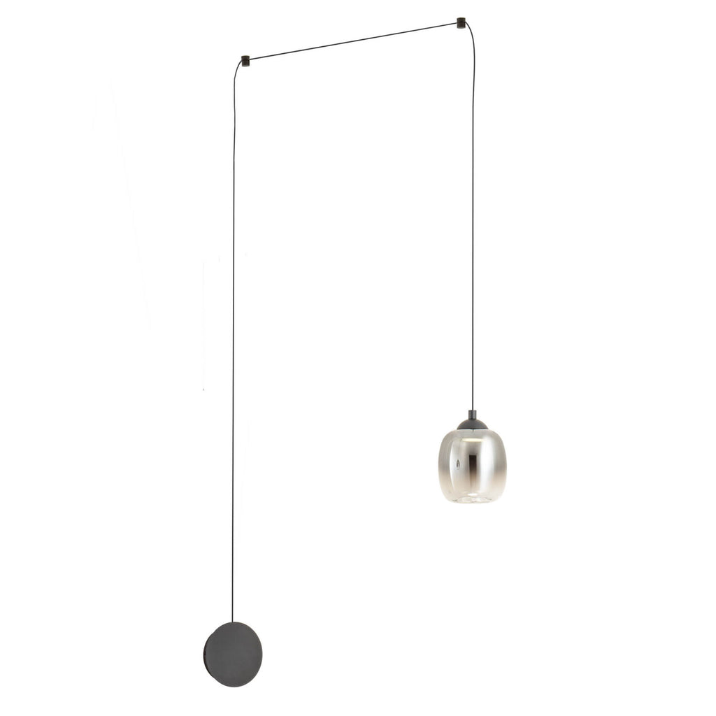 Khadi wall-ceiling pendant lamp, matte black and smoked glass, 6W LED 3000K