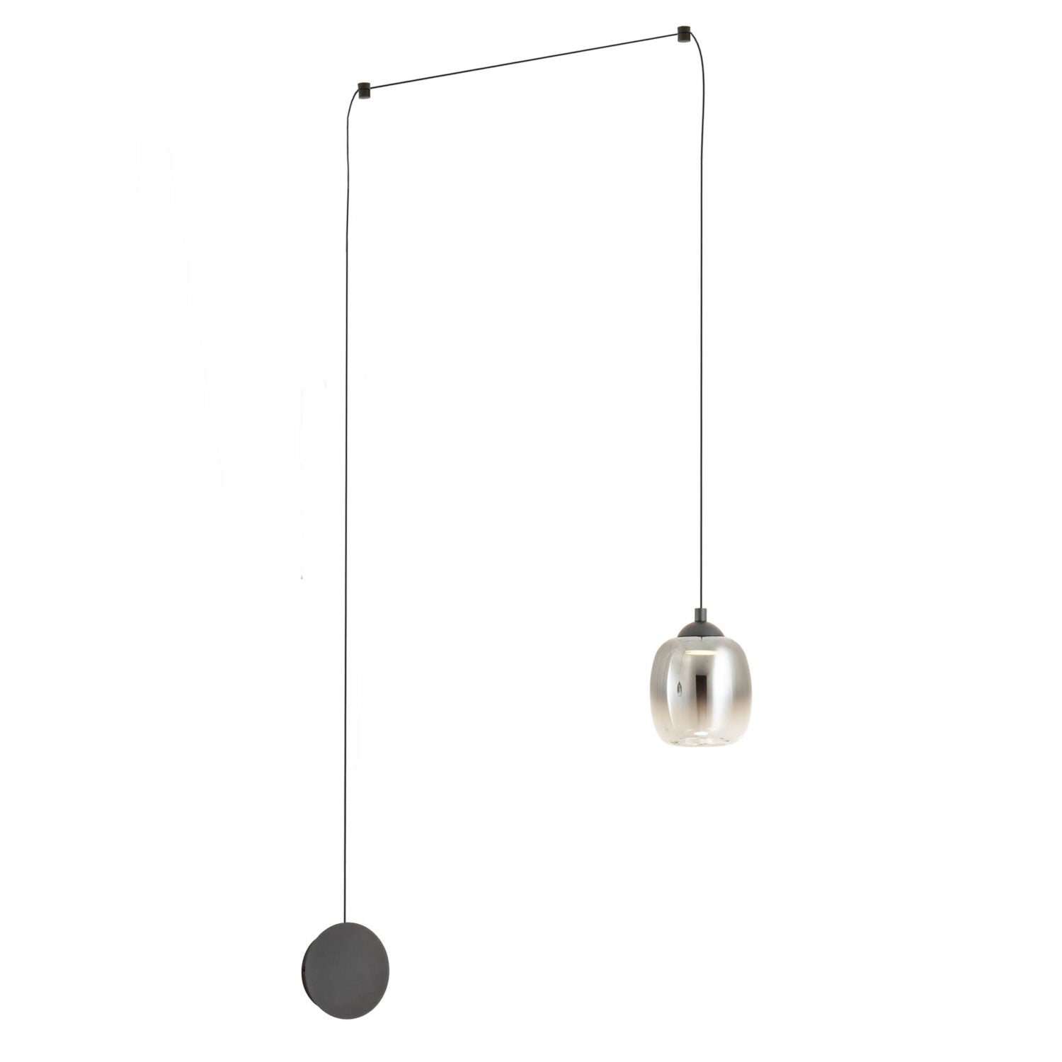 Khadi wall-ceiling pendant lamp, matte black and smoked glass, 6W LED 3000K