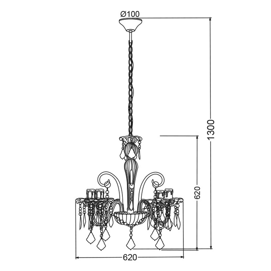 Chandelier GIZA, transparent acrylic, 4xE14, Ø62xH130 cm