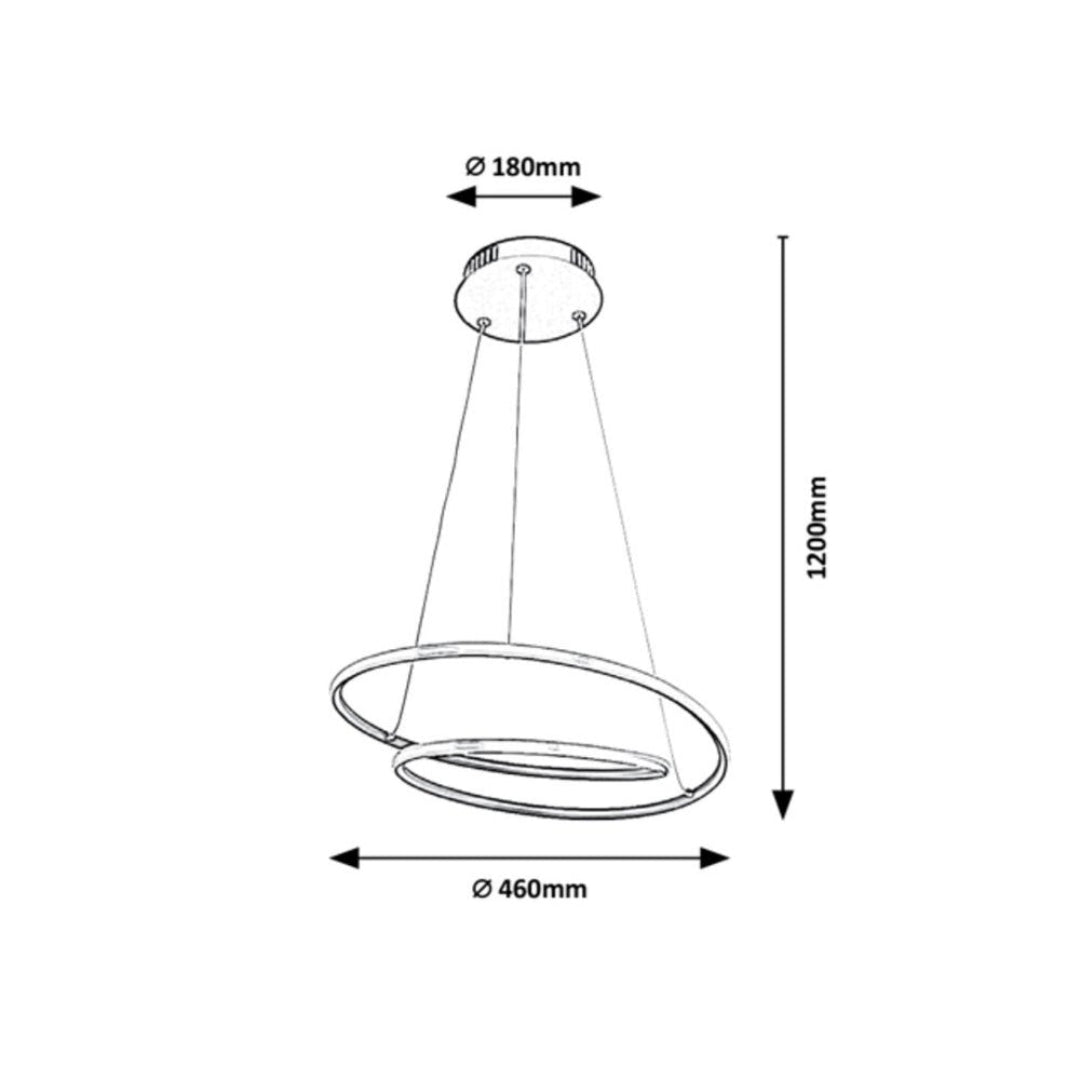 Meridia – LED pendant lamp RABALUX, 40W, modern design with two luminous rings, matte black
