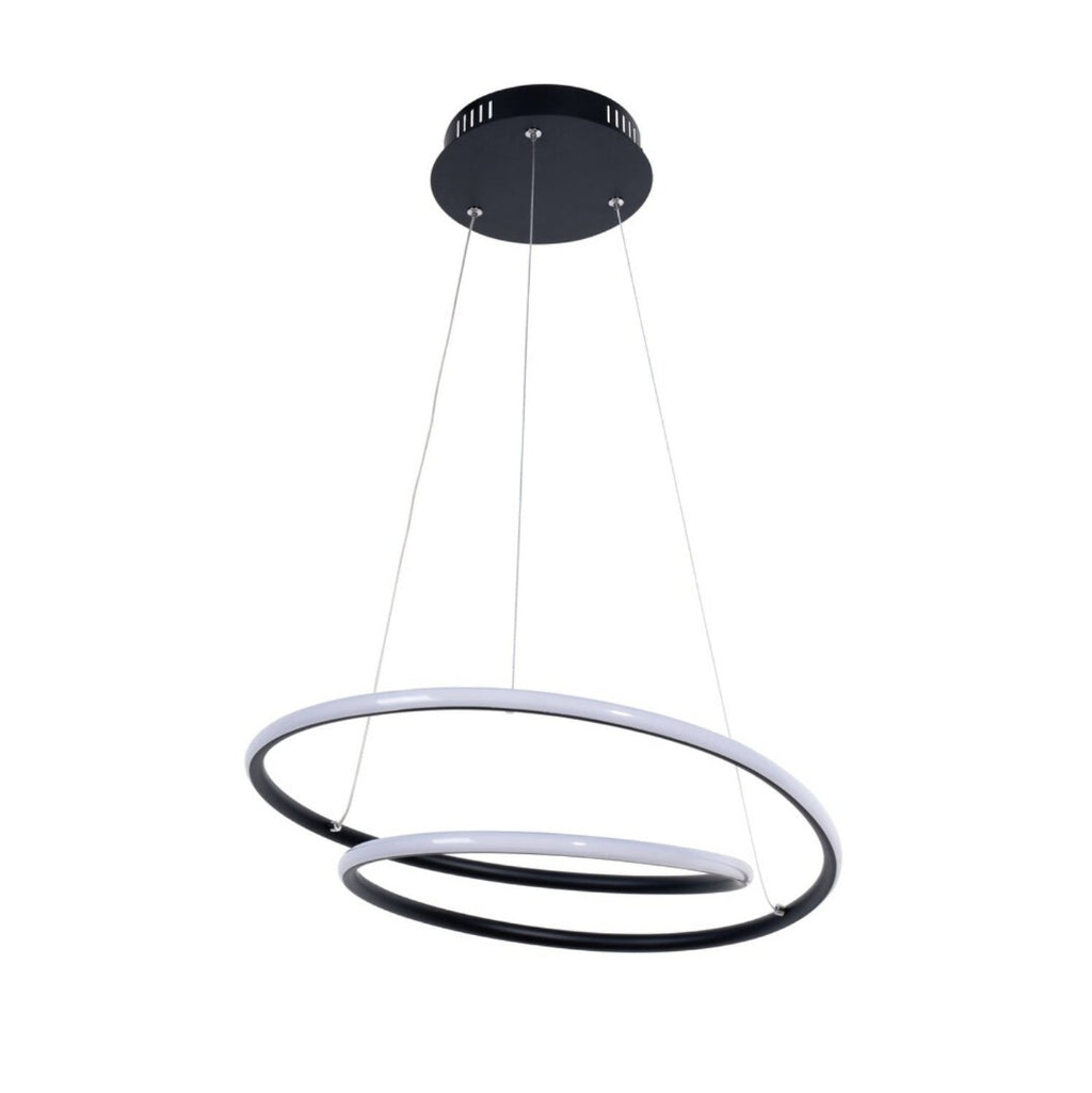 Meridia – LED pendant lamp RABALUX, 40W, modern design with two luminous rings, matte black