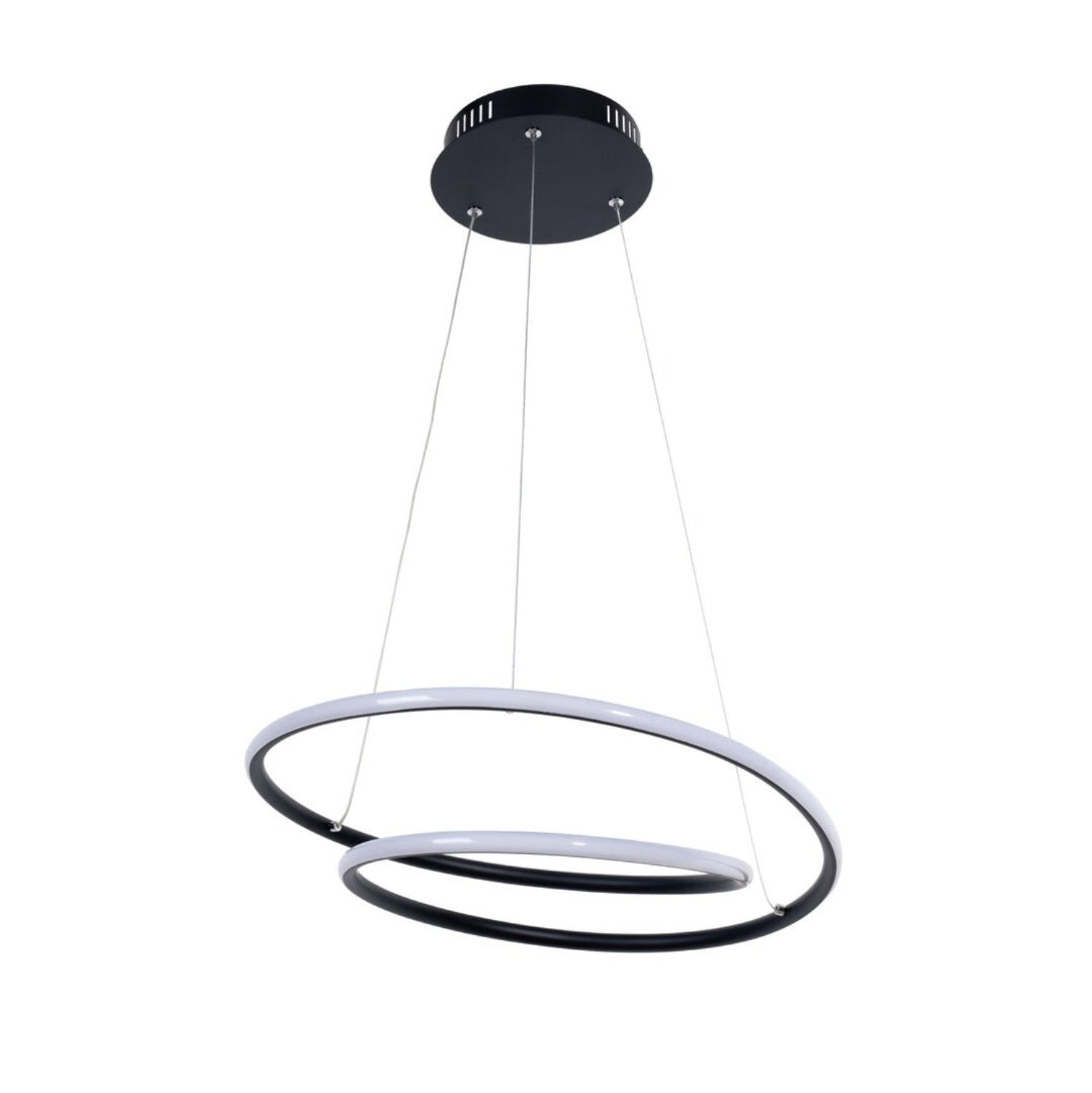 Meridia – LED pendant lamp RABALUX, 40W, modern design with two luminous rings, matte black