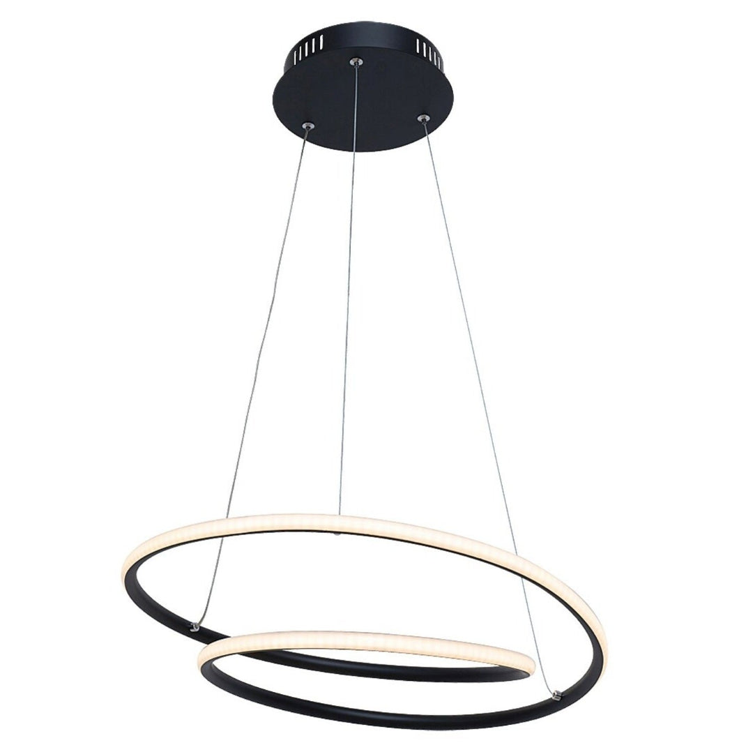 Meridia LED пендел с два пръстена – 40W, черен мат, топло бяло осветление
