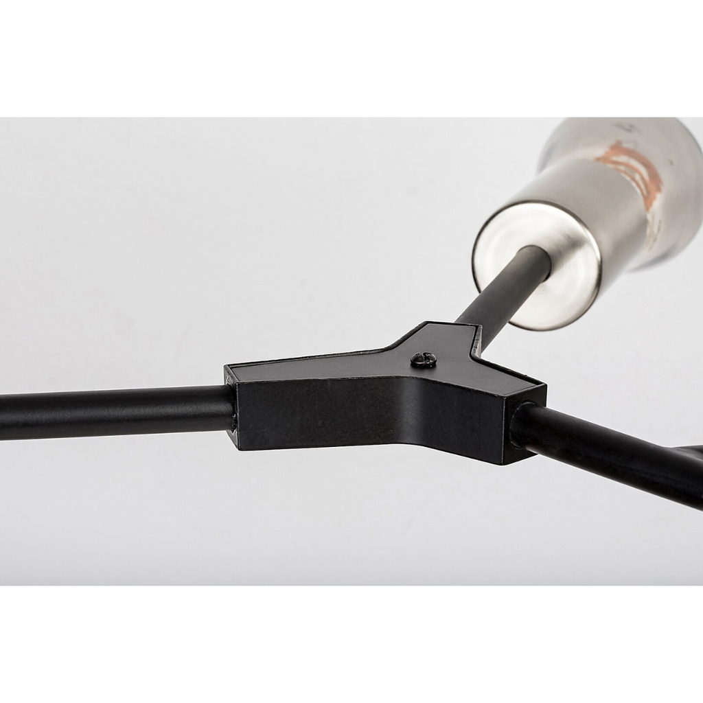 Branwen – модерен полилеи с 7 светлини, черен мат и атинен хром, метал, 7xE27, индустриален стил