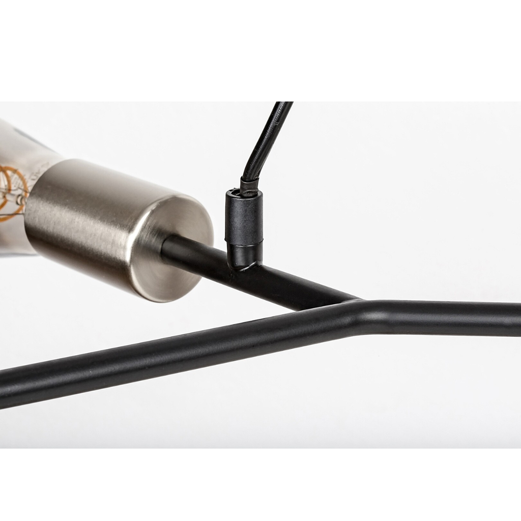 Branwen – модерен полилеи с 7 светлини, черен мат и атинен хром, метал, 7xE27, индустриален стил