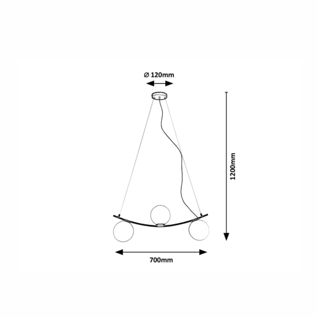 Aslan – черен мат пендел с бели стъклени абажури, 3xE14, метал и стъкло, индустриален стил