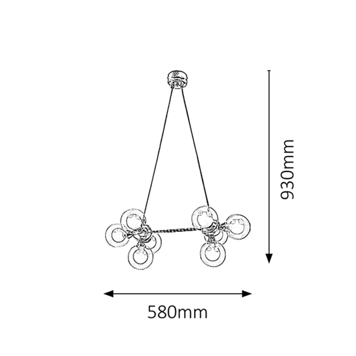 Briella – елегантен пендел с 8 светлини, хром и бяло стъкло, 8xG9, модерен стил